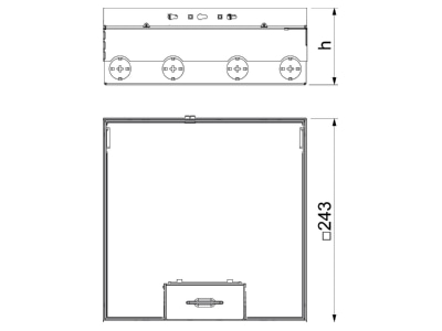 Mazeichnung 2 OBO UDHOME9 2V MT V Bodentank komplett 2x2 f VDE Steckdose
