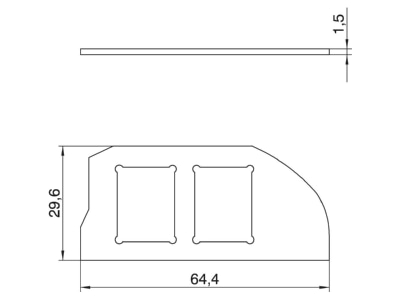 Mazeichnung 1 OBO MPRM2 2C Montageplatte mit 2xLochbild Typ C