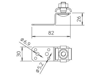 Dimensional drawing 1 OBO 287 DCT Terminal for lightning protection
