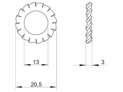 Dimensional drawing 3 OBO SWS M12 A4 Serrated lock washer for M12 bolts