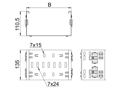 Dimensional drawing 2 OBO FVM 160 DD Longitudinal joint for cable support
