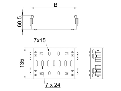 Dimensional drawing 2 OBO FVM 640 DD Longitudinal joint for cable support