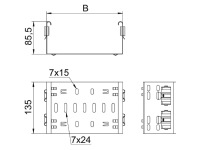 Dimensional drawing 2 OBO FVM 810 DD Longitudinal joint for cable support