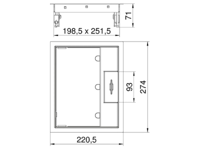 Dimensional drawing 2 OBO GES6M 2 10U Installation box for underfloor duct