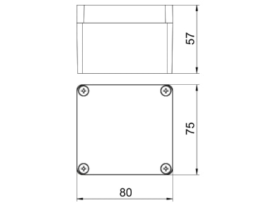 Dimensional drawing 1 OBO Mx 080705 SGR Distribution cabinet  empty  57x75mm
