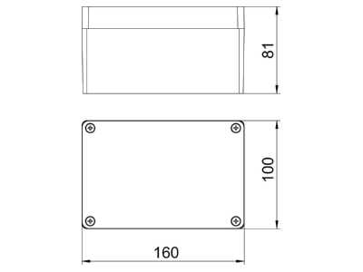Dimensional drawing 3 OBO Mx 161008 SGR Distribution cabinet  empty  81x100mm