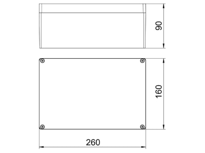 Dimensional drawing 3 OBO Mx 261609 SGR Distribution cabinet  empty  90x160mm