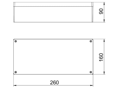 Dimensional drawing 3 OBO Mx 361609 SGR Distribution cabinet  empty  91x160mm