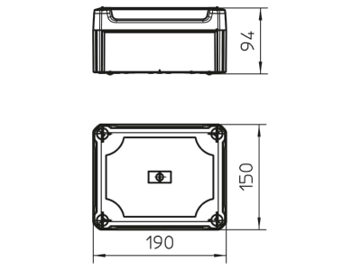 Ma�zeichnung 1 OBO T 160 OE HD LGR Kabelabzweigkasten geschl  lichtgrau  m  Deckel