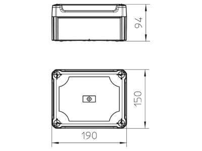 Ma�zeichnung 2 OBO T 160 OE HD LGR Kabelabzweigkasten geschl  lichtgrau  m  Deckel