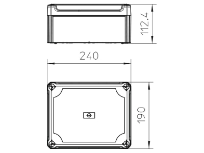 Dimensional drawing 2 OBO T 250 OE HD LGR Surface mounted box 240x190mm