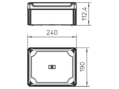 Dimensional drawing 1 OBO T 250 OE HD TR Surface mounted box 240x190mm
