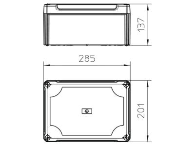 Dimensional drawing 3 OBO T 350 OE HD TR Surface mounted box 285x201mm