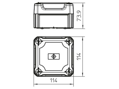 Dimensional drawing 3 OBO T 60 OE HD LGR Surface mounted box 114x114mm