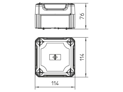 Dimensional drawing 1 OBO T 60 OE HD TR Surface mounted box 114x114mm
