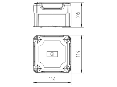Dimensional drawing 3 OBO T 60 OE HD TR Surface mounted box 114x114mm