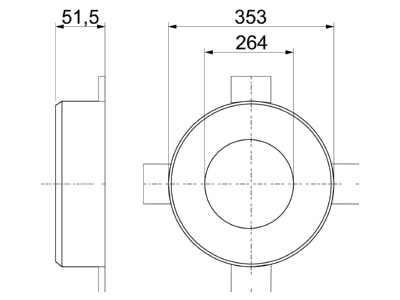 Dimensional drawing 1 OBO TCX 250 Fireproof partition box
