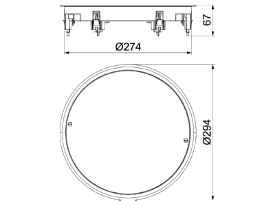 Dimensional drawing 2 OBO ZESRA7 10U Underfloor junction box insert