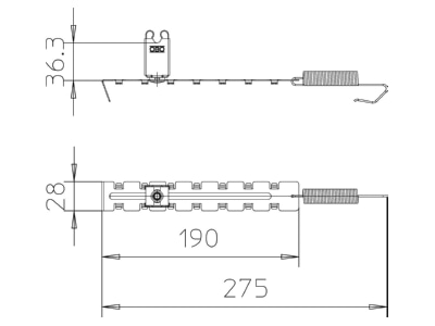 Dimensional drawing 1 OBO 132 U 35 Roof holder for lightning protection
