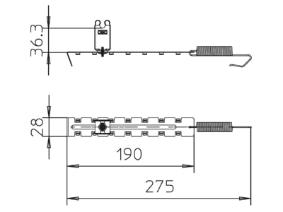 Dimensional drawing 2 OBO 132 U 35 Roof holder for lightning protection