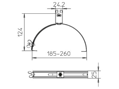 Dimensional drawing 1 OBO 132 VA 35 Roof holder for lightning protection
