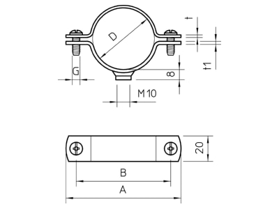 Dimensional drawing 2 OBO 2900WM10 60 FT Mounting strap 56   60mm
