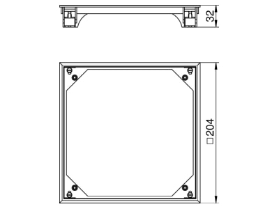 Dimensional drawing 1 OBO BAU E 7011 Service box for underfloor installation
