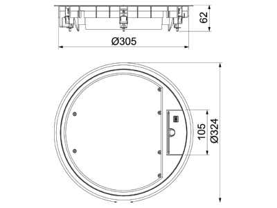Dimensional drawing 2 OBO GESR9 SR U 1019 Installation box for underfloor duct