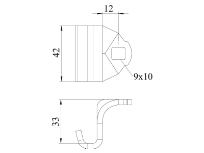 Mazeichnung 1 OBO KLAS 30 55 FT Klemmlasche einzeln 37x42