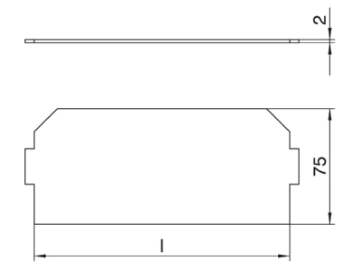 Dimensional drawing 1 OBO LPA GB2 Cover plate for installation units
