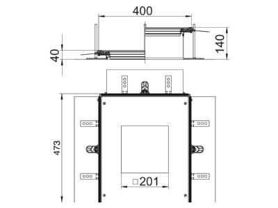 Dimensional drawing 1 OBO OKA G A 40140 4 Underfloor duct flush open 400mm
