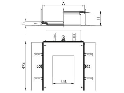 Dimensional drawing 2 OBO OKA G A 40140 4 Underfloor duct flush open 400mm
