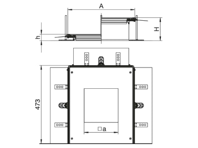 Dimensional drawing 3 OBO OKA G A 40140 4 Underfloor duct flush open 400mm