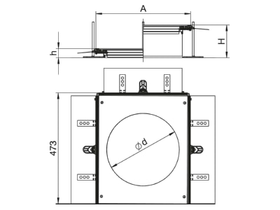 Dimensional drawing 1 OBO OKA W A 4030R9 Underfloor duct flush open 400mm
