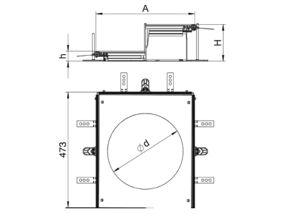 Dimensional drawing 2 OBO OKA W A 4030R9 Underfloor duct flush open 400mm