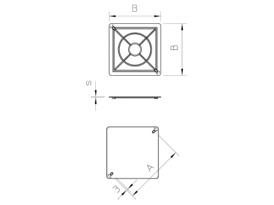 Dimensional drawing 2 OBO UV 250 D Cover for flush mounted box square