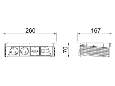 Dimensional drawing 2 OBO DBK2 M4H D2S2K Desk connecting unit