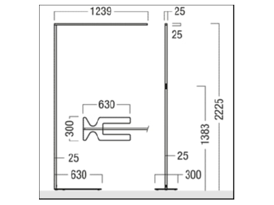 Dimensional drawing Zumtobel LINETIK S  42184515 LED floor lamp 4000K dim black  LINETIK S 42184515