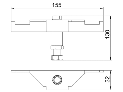 Dimensional drawing 2 OBO DSSL2 135 Support for underfloor duct
