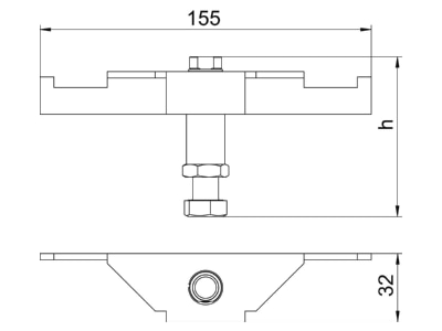 Dimensional drawing 3 OBO DSSL2 135 Support for underfloor duct