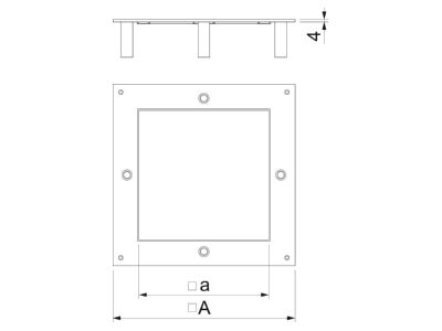 Dimensional drawing 1 OBO DUG 250 3 4SL Mounting cover for underfloor duct box
