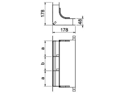 Mazeichnung OBO KV3 35048 2 Vertikalkruemmer 3 zuegig fuer EUeK 2