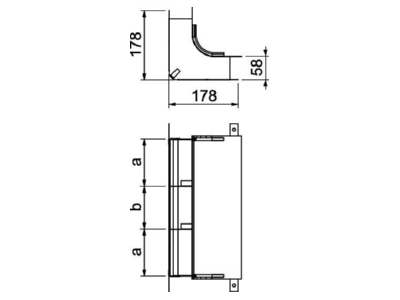 Mazeichnung OBO KV3 35058 2 Vertikalkruemmer 3 zuegig fuer EUeK 2