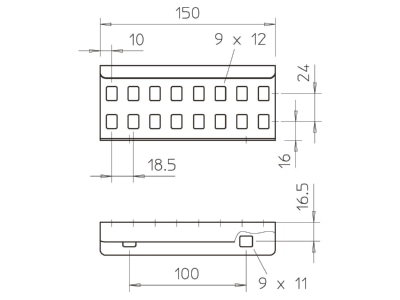 Dimensional drawing 1 OBO LVG 60 FS Longitudinal joint for cable support
