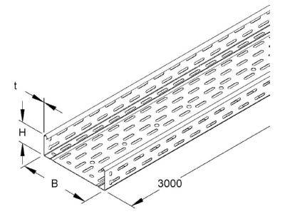 Mazeichnung Niedax RLC 60 100 Kabelrinne inkl Verbinder