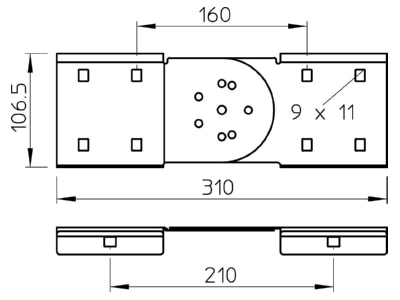 Dimensional drawing 2 OBO RGV110 SM FS Longitudinal joint for cable support
