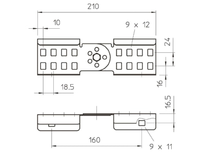 Dimensional drawing 2 OBO LGVG 60 FS Corner joint for cable support Steel