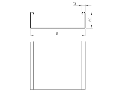 Dimensional drawing 1 OBO SKSU 620 FS Cable tray 60x200mm
