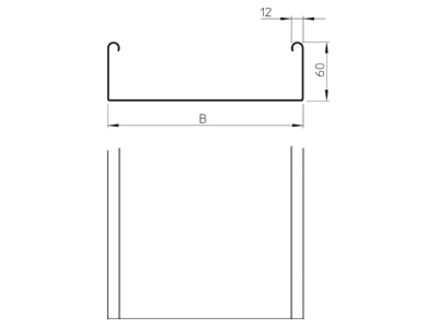 Dimensional drawing 2 OBO SKSU 620 FS Cable tray 60x200mm