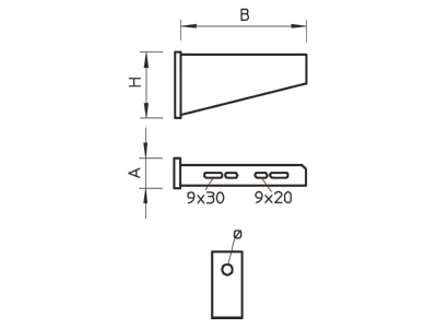 Dimensional drawing 1 OBO AW 80 81 FT Wall bracket for cable support 60x260mm
